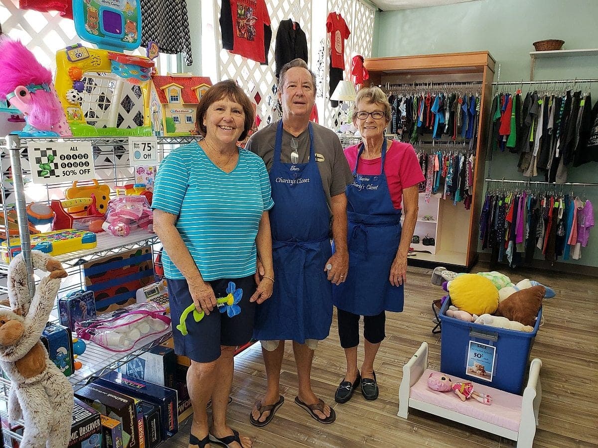Volunteers in the toy and children’s section