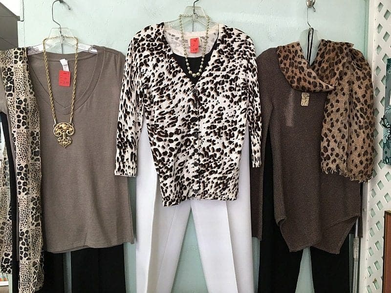Animal-print cardigans and neutral tops
