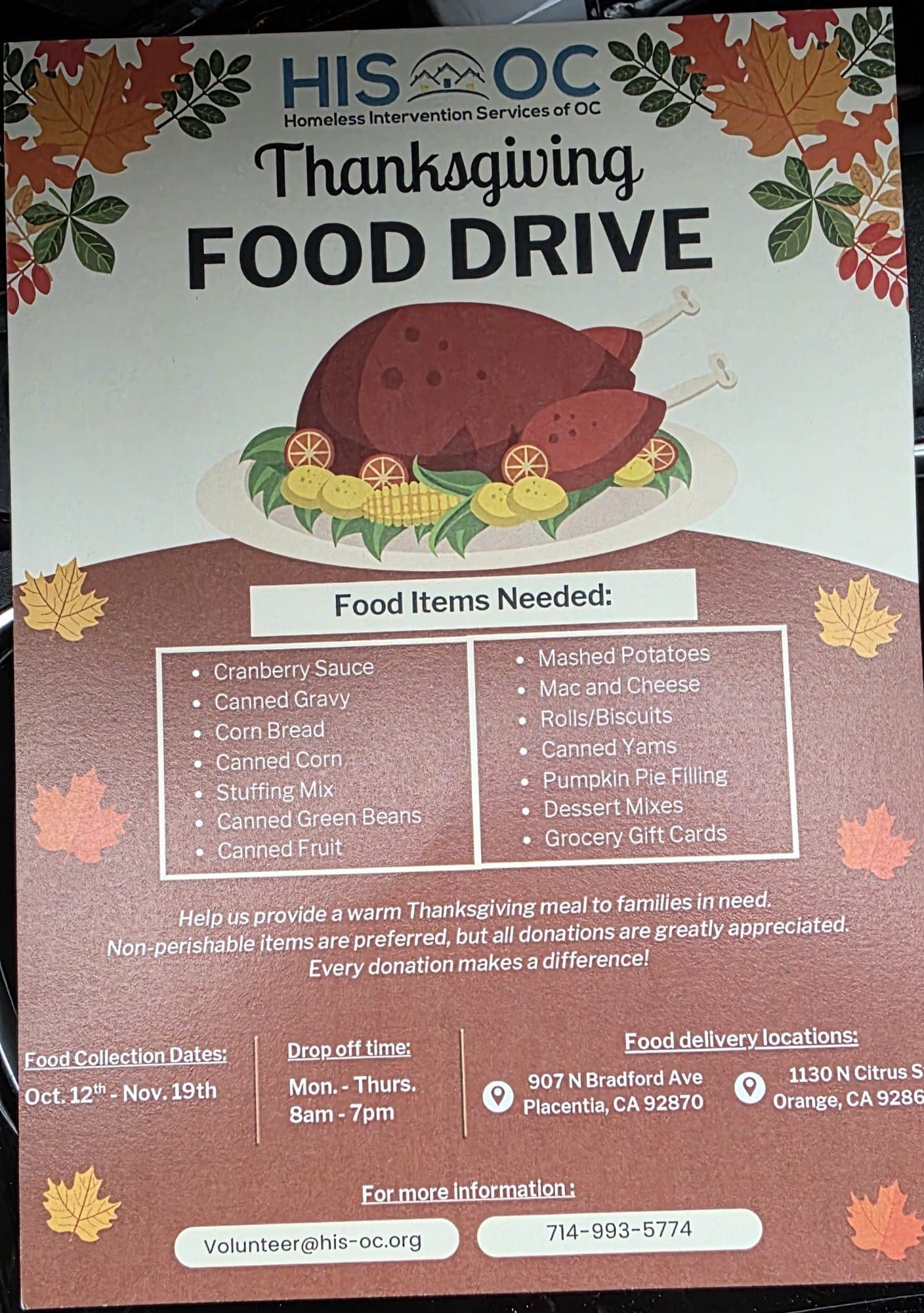 HIS-OC Food Drive